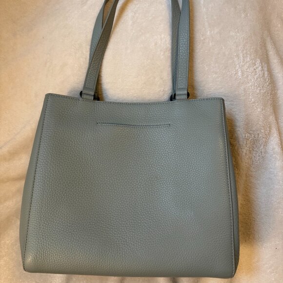 RARE! - Dagne Dover - Leather Work Bag / Crossbody - Grey/Sage Green - Picture 4 of 11